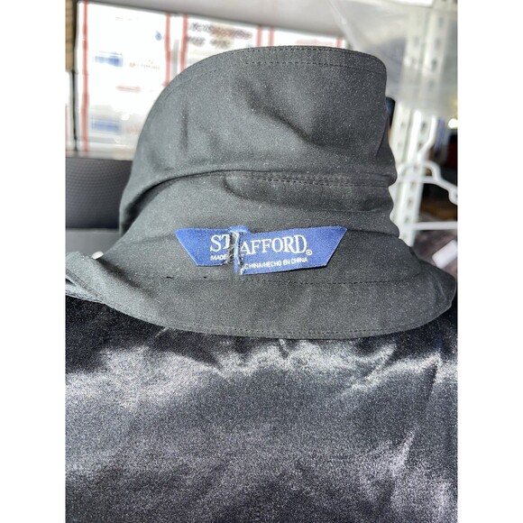 STAFFORD Men 42R Raincoat Travel Black Trenchcoat Jacket Removable Liner - Picture 9 of 15